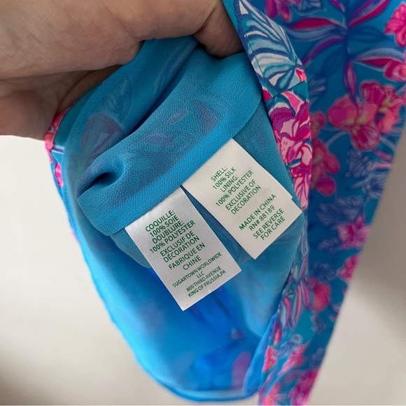 Lilly Pulitzer Joannah Silk Top In Blue Orchid Oasis Size 4 - Picture 6 of 6